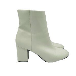 She&In Shoes Womens Size 10 White Zip Boots Heeled Booties Faux Leather